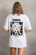 Unisex Baskılı Oversize T-Shirt - Beyaz resmi