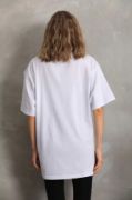 Unisex Taş Desenli Oversize T-Shirt - Beyaz resmi