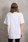 Unisex Taş Desenli Oversize T-Shirt - Beyaz resmi