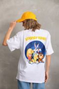Unisex Baskılı Oversize T-Shirt - Beyaz resmi