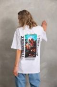 Unisex Baskılı Oversize T-Shirt - Beyaz resmi