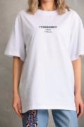 Unisex Baskılı Oversize T-Shirt - Beyaz resmi