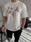 Unisex Nakış İşlemeli T-Shirt - Beyaz resmi