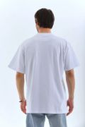 Unisex Oversize Taşlı Bisiklet Yaka T-Shirt - Beyaz resmi