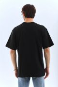 Unisex Oversize Taşlı Bisiklet Yaka T-Shirt - Siyah resmi