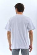 Unisex Oversize Taşlı Bisiklet Yaka T-Shirt - Beyaz resmi