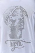 Unisex Oversize Taşlı Bisiklet Yaka T-Shirt - Beyaz resmi