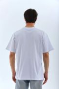 Unisex Oversize Düz Bisiklet Yaka T-Shirt - Beyaz resmi