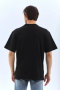 Unisex Oversize Düz Bisiklet Yaka T-Shirt - Siyah resmi