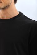 Unisex Oversize Düz Bisiklet Yaka T-Shirt - Siyah resmi