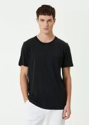 Unisex Basic Bisiklet Yaka Regular T-Shirt - Siyah resmi