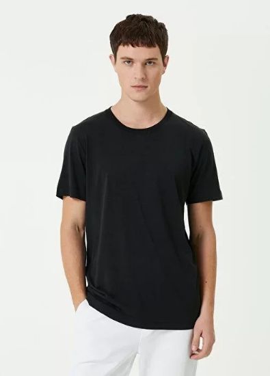 Unisex Basic Bisiklet Yaka Regular T-Shirt - Siyah resmi
