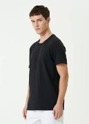 Unisex Basic Bisiklet Yaka Regular T-Shirt - Siyah resmi
