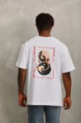Unisex Oversize Baskılı Bisiklet Yaka T-Shirt - Beyaz resmi
