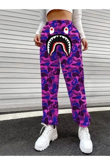 Bape Shark Dijital Baskılı Eşofman Altı - Mor resmi