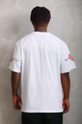 Unisex Oversize Baskılı Bisiklet Yaka T-Shirt - Beyaz resmi