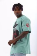 Unisex Oversize Baskılı Bisiklet Yaka T-Shirt - Mint Yeşili resmi