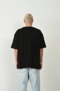 Unisex Baskılı Bisiklet Yaka Oversize T-Shirt - Siyah resmi