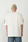 Unisex Baskılı Bisiklet Yaka Oversize T-Shirt - Beyaz resmi