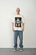 Unisex Baskılı Bisiklet Yaka Oversize T-Shirt - Beyaz resmi