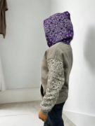 Baskılı Kapüşonlu Sweatshirt - Gri resmi
