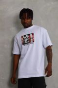 Unisex Oversize Baskılı Bisiklet Yaka T-Shirt - Beyaz resmi