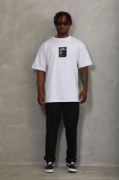 Unisex Oversize Baskılı Bisiklet Yaka T-Shirt - Beyaz resmi