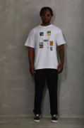 Unisex Oversize Baskılı Bisiklet Yaka T-Shirt - Beyaz resmi