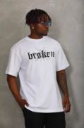 Unisex Oversize Baskılı Bisiklet Yaka T-Shirt - Beyaz resmi