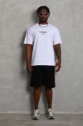 Unisex Oversize Baskılı Bisiklet Yaka T-Shirt - Beyaz resmi