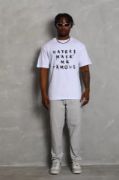 Unisex Oversize Baskılı Bisiklet Yaka T-Shirt - Beyaz resmi