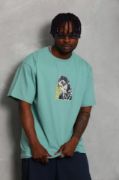 Unisex Oversize Baskılı Bisiklet Yaka T-Shirt - Mint Yeşili resmi