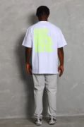 Unisex Oversize Baskılı Bisiklet Yaka T-Shirt - Beyaz resmi
