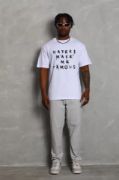Unisex Oversize Baskılı Bisiklet Yaka T-Shirt - Beyaz resmi