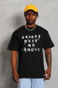 Unisex Oversize Baskılı Bisiklet Yaka T-Shirt - Siyah resmi