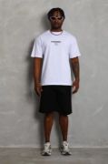 Unisex Oversize Baskılı Bisiklet Yaka T-Shirt - Beyaz resmi