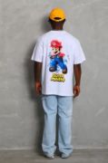 Unisex Oversize Baskılı Bisiklet Yaka T-Shirt - Beyaz resmi