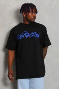 Unisex Oversize Baskılı Bisiklet Yaka T-Shirt - Siyah resmi