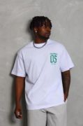 Unisex Oversize Baskılı Bisiklet Yaka T-Shirt - Beyaz resmi