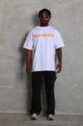 Unisex Oversize Baskılı Bisiklet Yaka T-Shirt - Beyaz resmi