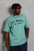 Unisex Oversize Baskılı Bisiklet Yaka T-Shirt - Mint Yeşili resmi