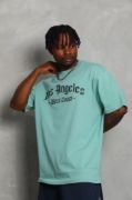 Unisex Oversize Baskılı Bisiklet Yaka T-Shirt - Mint Yeşili resmi