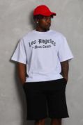 Unisex Oversize Baskılı Bisiklet Yaka T-Shirt - Beyaz resmi