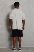 Unisex Oversize Düz Bisiklet Yaka T-Shirt - Gri resmi