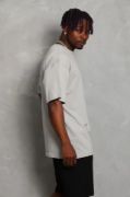 Unisex Oversize Düz Bisiklet Yaka T-Shirt - Gri resmi