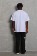 Unisex Oversize Düz Bisiklet Yaka T-Shirt - Beyaz resmi