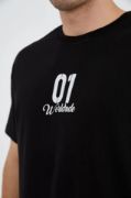 Erkek Bisiklet Yakalı Baskılı T-Shirt - Siyah resmi