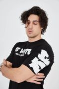Erkek 24/1 Penye Baskılı T-Shirt - Siyah resmi