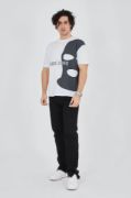 Erkek Baskılı T-Shirt - Beyaz resmi