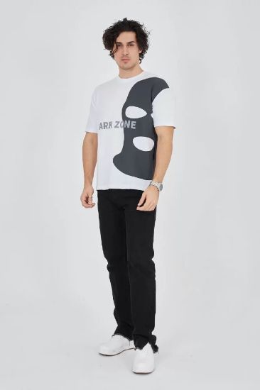 Erkek Baskılı T-Shirt - Beyaz resmi